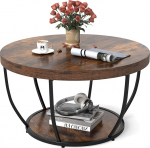 COSTWAY &Uuml;mmargune kohvilaud, puidust diivanilaud 2 tasandiga ja metallraamiga, elutoa laud, kohvilaud, 80 cm, D elutuppa, vastuv&otilde;turuumi, kontorisse (Rustic Brown)