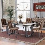 Merax s&ouml;&ouml;gitoa toolid, komplekt 4, kaasaegsed polsterdatud toolid seljatoega, k&ouml;&ouml;gitool, elutoa tool, sametist iste, ergonoomiline &otilde;ppet&ouml;&ouml;ks, magamistoas, metallraam, pruunikas