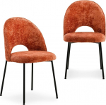 IDIMEX Serena S&ouml;&ouml;gitoa toolid komplekt 2 oranži v&auml;rvi - polsterdatud toolid s&ouml;&ouml;gilauale, kaasaegne k&ouml;&ouml;gitool seljatoega, musta metallraamiga s&ouml;&ouml;gitoolid