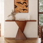 Moderner Einzigartiger Konsolentisch, Ideal Als Beistelltisch Hinter dem Sofa, Geeignet f&uuml;r Wohnzimmer, Flure, Eingangsbereiche, B&uuml;ros und Schlafzimmer(Brown,140x40x85cm/55x16x33in)