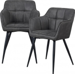 [en.casa] Birminghami s&ouml;&ouml;gitoa toolid 2 k&auml;etoega kontoritoolide komplekt Pehmendusega tool seljatoega tumehall metalljalgadega 81 x 57 x 53 cm