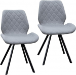 SVITA 2 s&ouml;&ouml;gitooli komplekt, polsterdatud toolid, k&ouml;&ouml;gitoolid, hallid, tumehallid, helehallid, kangas, metalljalad, retro tikitud (helehall)