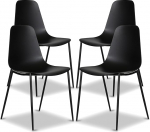 Pol&uuml; ja koor Isla Modern Mid Century UV-kindel s&ouml;&ouml;gitool, 4-osaline komplekt, must