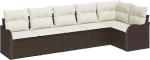6-teiliges Garten-Sofa-Set mit Kissen Braunes Poly-Rattan, 2-Sitzer Garten-Sofa mit Stauraum & Kissen Braunes Poly-Rattan Gartenlounge Model3354387