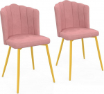 IDMarket - 2 komplektis Adella roosa sametist kullatud jalaga toolid