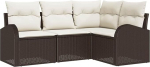 4-teiliges Garten-Sofa-Set mit Kissen Braun Poly Rattan, 2-Sitzer Garten-Sofa mit Stauraum & Kissen Braun Poly Rattan Gartenlounge Model3354687