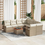 Gartensofa-Set mit Kissen 9 tk Beige Poly-Rattan Gartenm&ouml;bel Model3347309