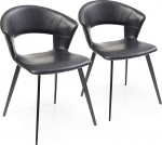 Kare Design Reunion Chair Set of 2 Black Upholstered Dining Room Chairs Retro Design 46 cm Seat Height Upholstered Chair for Dining Table or Home Office Table 77 x 57 x 52 cm (H x W x D)