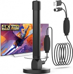 Interne TV-Antenne mit Verst&auml;rker - Magnetfu&szlig; - 360&deg; Empfang f&uuml;r DVB-T/T2 - Unterst&uuml;tzung 4K und Full HD - einfach zu installieren f&uuml;r Digital-TV - 5 m Koaxialkabel
