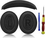 Aiivioll QC35 asendusk&otilde;rvaklapid ja k&otilde;rvaklapid, mis &uuml;hilduvad Bose QuietComfort35 QC35 II QC25 QC2 QC15 SoundTrue Around-Ear k&otilde;rvaklappidega, pehmed ja mugavad k&otilde;rvaklappide tarvikud (must)