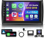 4G 64G VECHTEL 9-tolline autoraadio Bluetooth VW Beetle 2012-2018 Carplay Android Auto traadita, WiFi GPS Navi RDS/FM DSP, 1280 x 720, Android 15 Raadio 2 DIN koos AHD tagurduskaameraga