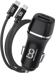 Kfz-Ladeger&auml;t f&uuml;r Samsung Galaxy A6, 2 USB-Anschl&uuml;sse, kiire &uuml;leslaadimine, 3,4 A, koos 1 m, Micro-USB-kaabel kompatibel f&uuml;r Samsung A6 2018