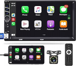 Double DIN in Dash Autoradio koos Apple Carplay ja Android Auto Bluetooth 7-tollise HD puuteekraaniga autoraadio tugi Mirror Link/FM/USB/TF/Aux-in/RCA/tagasi vaatekaameraga