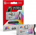 TELE System Tiv&ugrave;sat 4K Ultra HD sertifitseeritud kaamera kanalite vaatamiseks k&otilde;rglahutusega ja 4K. Pesa kaamera teleri ja dekoodri jaoks, aktiivne nutikaart kaasas. Seeria A koos DAZNiga tiv&ugrave;satil.