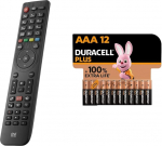 One For All Telefunken TV kaugjuhtimispult - t&ouml;&ouml;tab k&otilde;igi Telefunken TV/Smart TV-dega - TV asenduspult - URC1918 & Duracell Plus AAA mikroaluselised patareid, 1.5V LR03 MN2400, 12 tk.