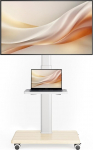 Universaalne ratastega mobiilne telerite statiiv - Raske kahekorruseline rullitav k&auml;ru 27" kuni 65" teleritele (LCD/LED/OLED), toetab 40kg ja VESA 400x400mm, ideaalne elutuppa, spordisaali, spordisaali.