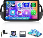 [8Cores 2G + 64G] Hikity autoraadio navigeerimine Fiat 500 2007-2015 Android 15 9-tolline puuteekraan koos FM RDS 32EQ 59UI traadita Carplay Android auto GPS WiFi Bluetooth mikrofon (must)