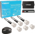 VSG 24 Premium tagumine parkimisabi matkaautole tagantj&auml;rele paigaldamiseks, PDC tagumised parkimisandurid koos pistikupesa s&uuml;steemiga lihtsaimaks paigaldamiseks, tagurdussignaal koos k&otilde;lariga ja 6 anduriga, valge v&auml;rvi
