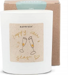 HAPPYSOY Happy New Year Sojavaha l&otilde;hnak&uuml;&uuml;nal, imeline aroom, &uuml;le 60 tunni p&otilde;lemisaeg, valge matt klaas, GM-vaba, uusaasta kingitusidee s&otilde;brannale.