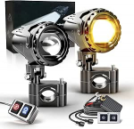 BraveWAY mootorratta lisavalgusti 50W LED-esitulede juhtmestikuga komplekt Plug and Play 7 stroboskoopiamoodustikku