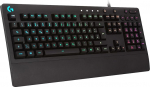 Logitech G213 Gaming Keyboard Prodigy, RGB valgustus, programmeeritavad G-klahvid, multimeediakontroll, integreeritud peopesa, pritsmekindel, Saksa QWERTZ paigutus, must