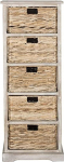 SAFAVIEH Contemporary Wooden Storage Tower with 5 Baskets, Vintage White, 35 x 45 x 115 cm