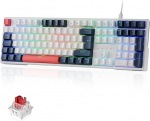 Redragon K668 QWERTZ Layout Wired Gaming Keyboard, 105+4 Keys Keyboard, Hot-Swap Socket, Quiet Red Switches, Mixed Colour Keycaps, RGB Backlight, Multimedia Shortcuts