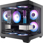 darkFlash ITX PC Case eelinstallitud 3 PWM ARGB ventilaatoriga Arvutikarbis Full View ITX Case Double Tempered Glass Mini Size Support 240mm AIO (C275P) (must)
