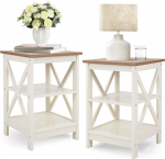 Side Table Living Room Set of 2 - Small Side Table for Small Spaces, White Bedside Tables for Bedroom Set of 2