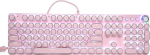 Mehaaniline m&auml;nguklaviatuur, Retro Punk kirjutusmasinate stiil, 104 klahvi USB juhtmega m&auml;nguklaviatuur, RGB valgustatud &uuml;mmargused klahviklapid, lineaarne tegevus, PC-le, s&uuml;learvutile, lauaarvutile, arvutile (roosa)
