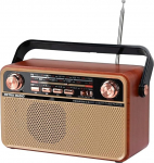 Kaasaskantav Bluetooth FM AM SW Stereoraadio, toetab USB-ketta, USB/TF-kaardi, AUX-pesa - m&auml;ngib muusikat laetava akuga, sisseehitatud k&otilde;lariga, suurep&auml;rane (Browm)