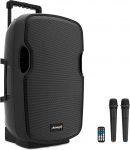 Audibax Denver 15 Altavoz Activo PA 15" Con Bater&iacute;a, Ruedas + 2 Micros Inal&aacute;mbricos Mano