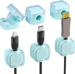 Kaablijuhtimise klambrid, kaabli korraldaja, kaablijuhtimine, kleepuv USB kaablihoidja s&uuml;steem, kaablijuhtimine kaablijuhtimiseks, sobib ideaalselt koju, kontorisse, autosse, USB, HDMI, sinine, 6 tk.