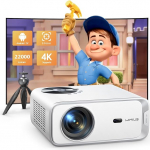 Netflix/Android TV sisseehitatud: 4K projektori toetus, 22000 luumenit 1080P Full HD, WiMiUS WiFi Bluetooth projektor, E-fookus/Auto Keystone kodukino jaoks [tarnitakse koos statiiviga]
