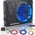 Subwoofer Auto aktiivne istme all 10-tolline 1250 W Ultra Flat Bass Box Bassik&otilde;lar koos v&otilde;imendiga Auto Audio s&otilde;iduki helis&uuml;steem Auto Truck SUV RGB Ultra Thin High Low Frequency Upgrade