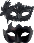 Maskeerimismask paaridele, meestele ja naistele, Veneetsia peomask karnevaliks, maskeraadiks, Halloweeni kost&uuml;&uuml;miks, maskiks, peoks, balliks, karnevaliks (must)