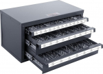 VEVOR Drill Dispenser Cabinet with Three Drawers for 1/16 to 1/2 Inch, Steel Organiser with Labels, Stackable for Storage