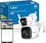TP-Link Tapo 2K Outdoor Security Camera, Motion Detection, IP66 Weatherproof, Built-in Siren, 2-Way Audio, 3MP, Night Vision, Cloud & SD Card Storage, Works with Alexa & Google Home (Tapo C310)