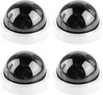 Pack of 4 Dummy Camera with Red Flashing LED, Deceptively Real Fake Security Camera, Dummy CCTV Dummy Surveillance Camera, Fake Dome Camera for Home and Office Surveillance (White)