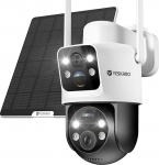 YESKANO 6MP Outdoor Solar Surveillance Camera, 360&deg; PTZ Camera Surveillance with Dual Lens, 2K Wireless WiFi Camera Outdoor, Dual PIR, Colour Night Vision