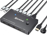 USB C KVM Switch 4K@60Hz,MLEEDA KVM Switch USB C f&uuml;r 2 Laptops teilen 1 Monitor und 4 USB-Ger&auml;te,Kompatibel mit Thunderbolt 3,PD 100 W,Verkabelte Fernbedienung und USB-C Kabel enthalten