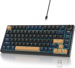 Mehaaniline klaviatuur juhtmevaba 75% nupuga, TKL Gaming Keyboard 75% Ameerika QWERTY RGB Bluetooth / 2.4G / USB PBT klahviklapid, Hot-Swap Mac / Win (V400pro-BlueSamurai-B)