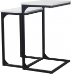 URBNLIVING Seville Modern Wooden Side Table Metal Frame Coffee Living Room Bedroom (White)