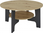 byLIVING Jonny Coffee Table / Melamine Artisan Oak Melamine Graphite / D 80 / H 42.5 cm / with Practical Shelf