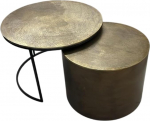 Couchtisch Set Menza Aluminium Gold 2 osalig 75x75x45 60x60x40 cm, Masse:75 cm X 75 cm + 60 cm X 60 cm + 60 cm X 60 cm