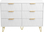 Sideboardid elutuppa, 100 x 34 x 72,5 cm, kapp elutuppa, panipaik, buffet, &ouml;&ouml;kapp, 6 sahtlit, m&ouml;&ouml;bel, k&uuml;ljepaneel, sissep&auml;&auml;s, jalgadega, sahtlikapp (valge, 100 x 34 x 72,5 cm).