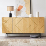 Sideboard elutoa buffetkapp 4 ukse ja metallist intarsiaga Mitmek&uuml;lgne kapp Sideboard k&uuml;lgkapp seisev kapp Looduslik puit M&otilde;&otilde;tmed: 160 x 40 x 78 cm