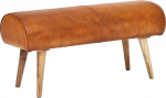 FineBuy Disainipink 100 cm pruunist ehtsast nahast mangopuidust retro-tool puidust jalgadega nahast tool Sprinbock tool mantli pink