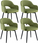 chairus 4 sametist s&ouml;&ouml;gitooli, 360&deg; p&ouml;&ouml;ratav, k&ouml;&ouml;gitool, k&auml;etugi, polsterdatud k&uuml;ljetoolid koju, kontorisse, elutuppa (roheline-4 (samet))