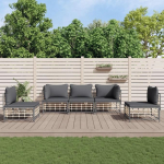 4-TLG. Garten-Lounge-Set mit Kissen Anthrazit aus Poly Rattan f&uuml;r die Terrasse - Outdoor-Set in Anthrazit